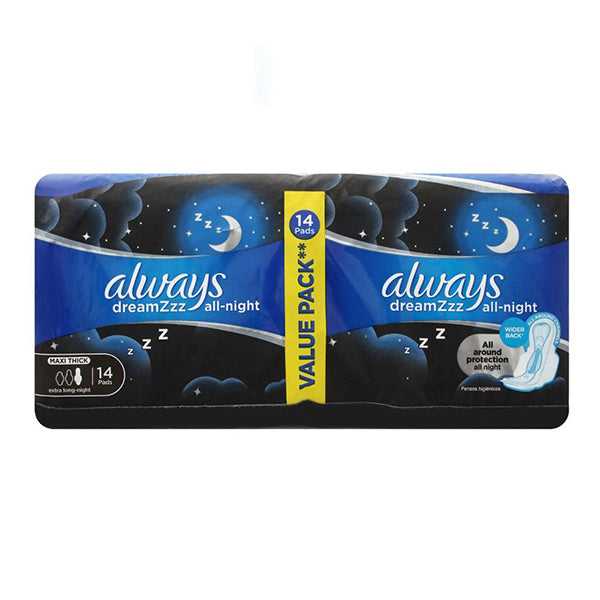 ALWAYS DREAMZZZ ALL-NIGHT MAXI THICK EXTRA LONG-NIGHT 14 PADS