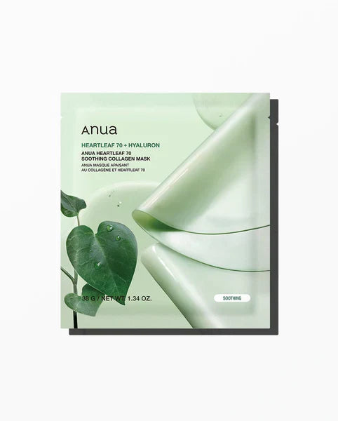 ANUA Heartleaf 70+ Hyaluron Collagen Mask 38g Hydrating Korean Sheet Mask