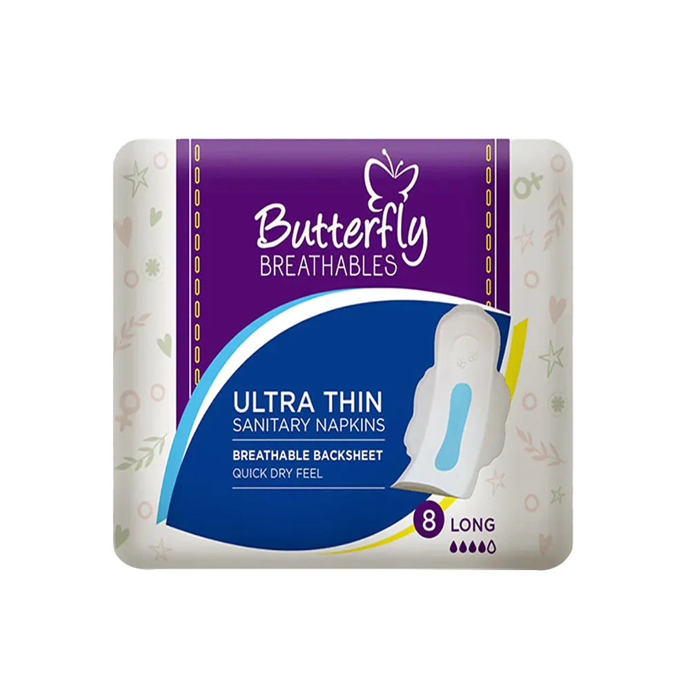 BUTTERFLY BREATHABLES ULTRA THIN NAPKINS LONG-8
