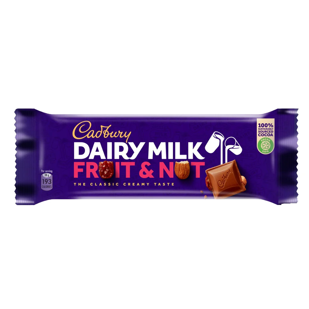 CADBURY DAIRY MILK FRUIT & NUT CHOCOLATE 38G