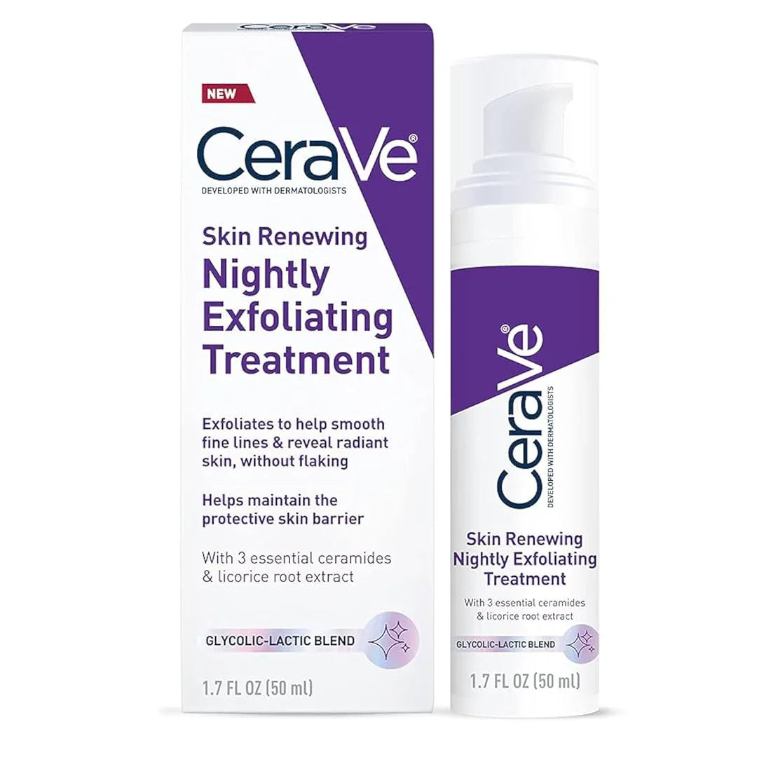 CeraVe Skin Renewing Nightly Exfoliating Treatment 50ml | AHA Overnight Skin Resurfacing Treatment