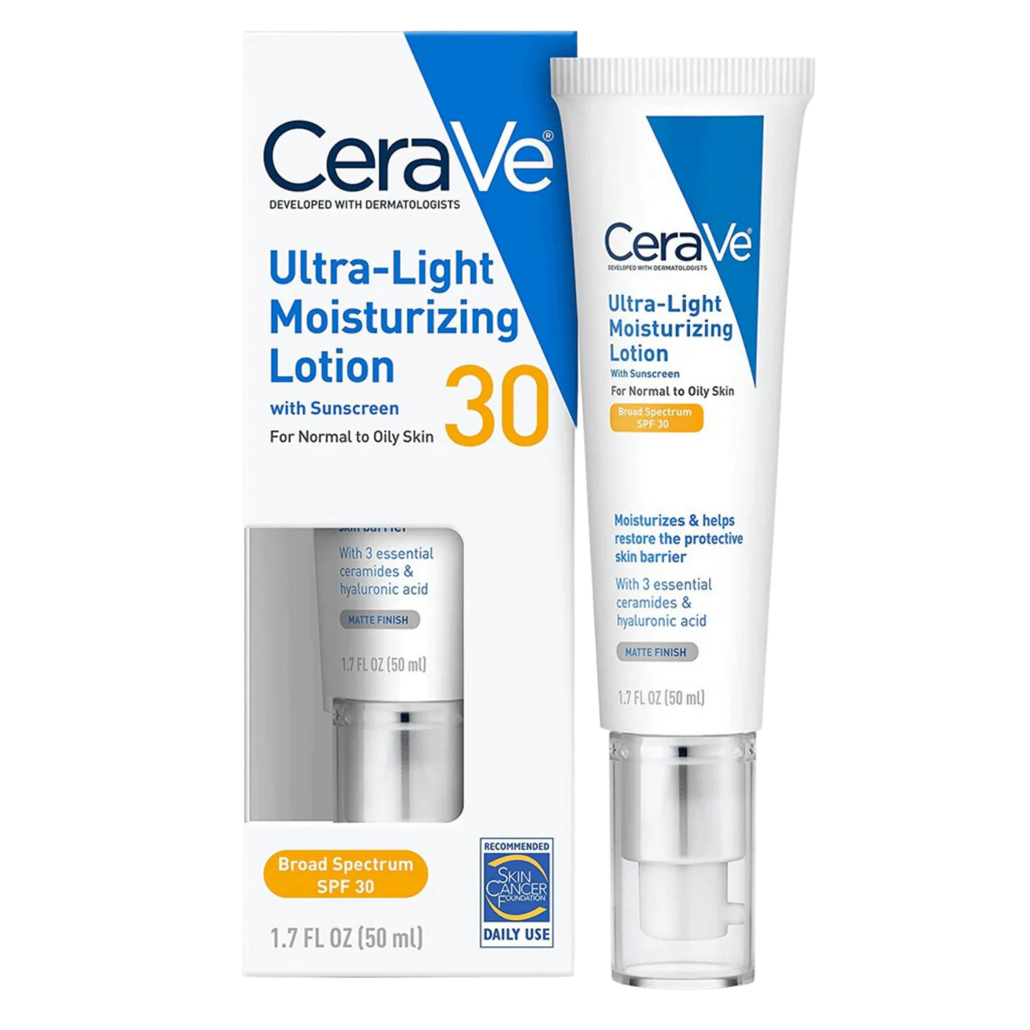 CeraVe Ultra-Light Moisturizing Lotion SPF 30 50ml | Oil-Free Face Moisturizer with Sunscreen