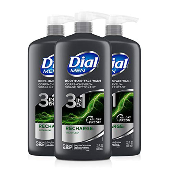 DIAL MEN BODY HAIR+FACE WASH 3IN1 RECHARGE CEDAR LEFE 473ML