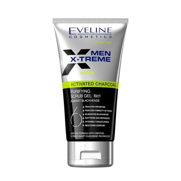 EVELINE MEN X-TREME ACTIVATED CHARCOAL SCRUB GEL 6IN1 150ML