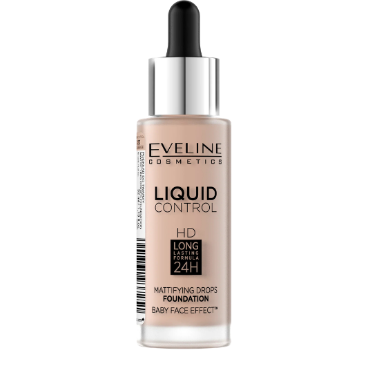 Eveline Liquid Control Foundation 24H 32ML – Shade 020 Rose Beige | Long-Lasting Matte