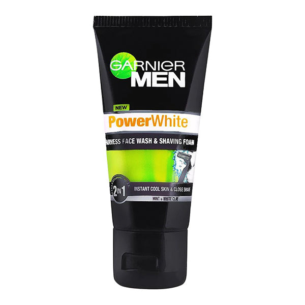 GARNIER POWER WHITE FAIRNESS FACE WASH & SHAVING FOAM 50ML