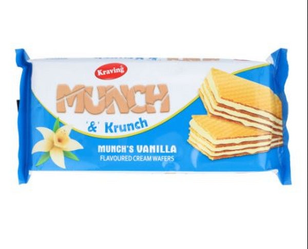 KRAVING MUNCH & KRUNCH VANILLA CREAM WAFFERS 150G