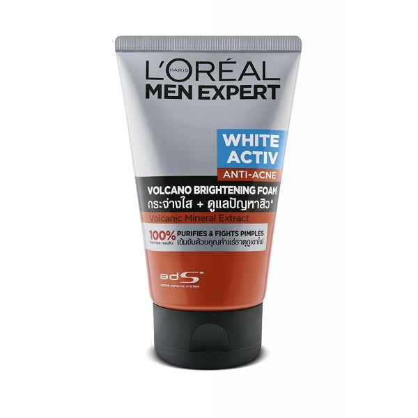 LOREAL MEN WHITE ACTIV ANTI ACNE VOLCANO FACE WASH 100ML