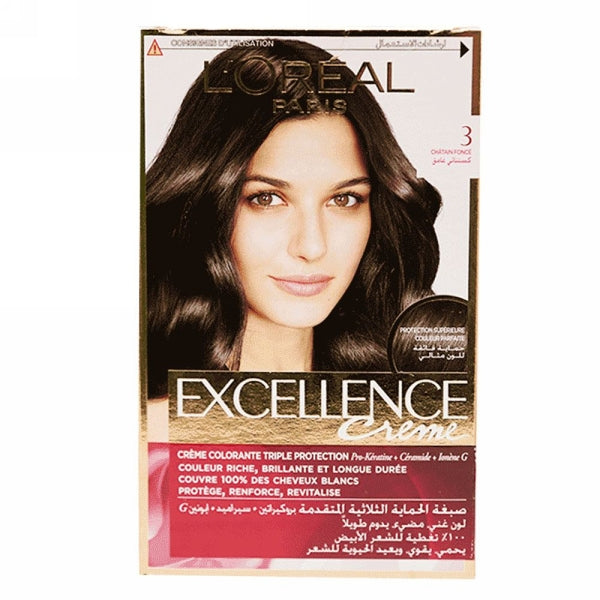 LOREAL EXCLLENCE HAIR COLOR CHEST NUT BROWN DARK 3