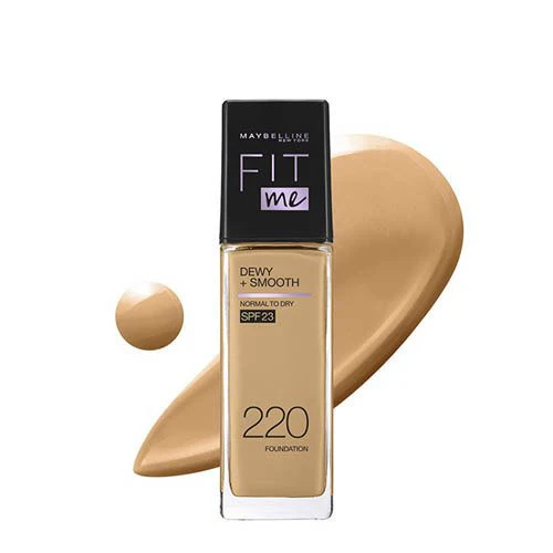 Maybelline Fit Me Dewy+Smooth Foundation 30ML – 220 Natural Beige | Medium Coverage, Dewy Finish