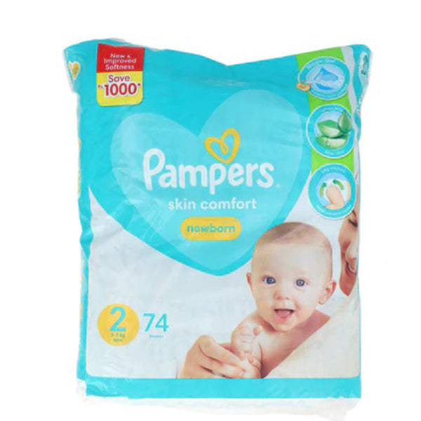 PAMPERS NEW BORN 3-7KG DIPERS 74 SIZE 2