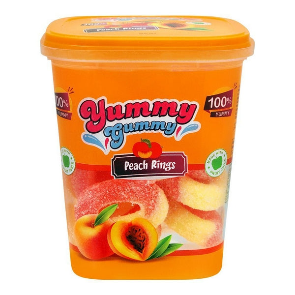 YUMMY GUMMY PEACH RINGS GUMMY CANDY TUB 175G