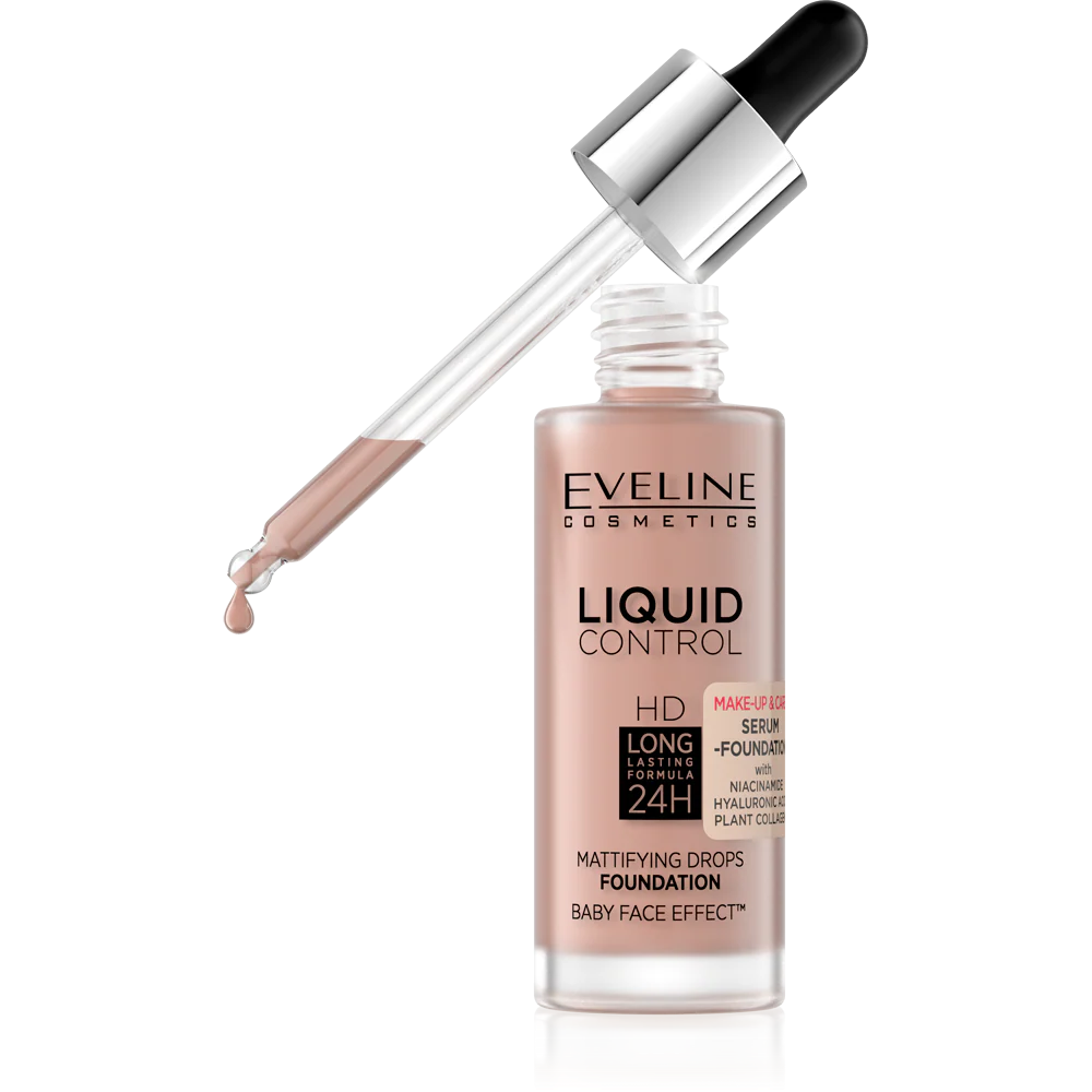Eveline Liquid Control Foundation 24H 32ML – 025 Light Rose | Long-Lasting Matte
