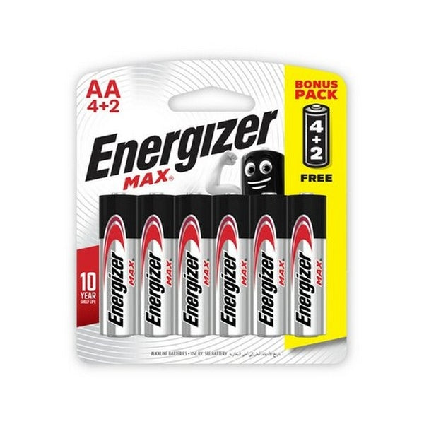 AA 4+2 ENERGIZER MAX UP TO 10X LONGER LASTING 6 PIECE