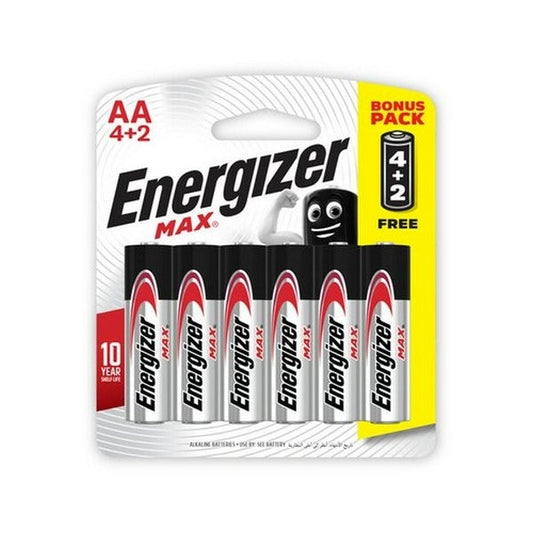 AA 4+2 ENERGIZER MAX UP TO 10X LONGER LASTING 6 PIECE