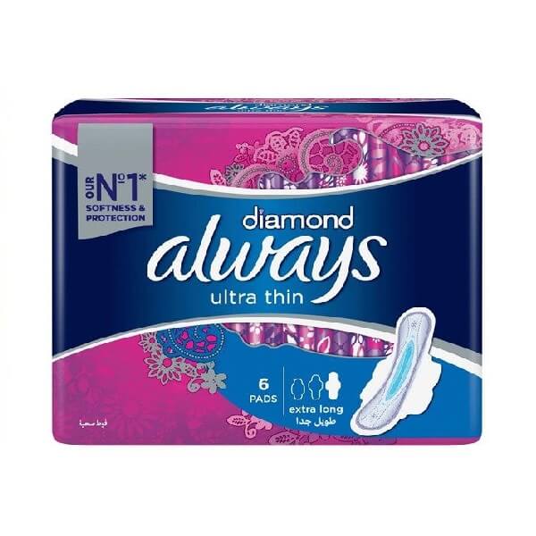 ALWAYS DIAMOND ULTRA THIN EXTRA LONG 6PADS
