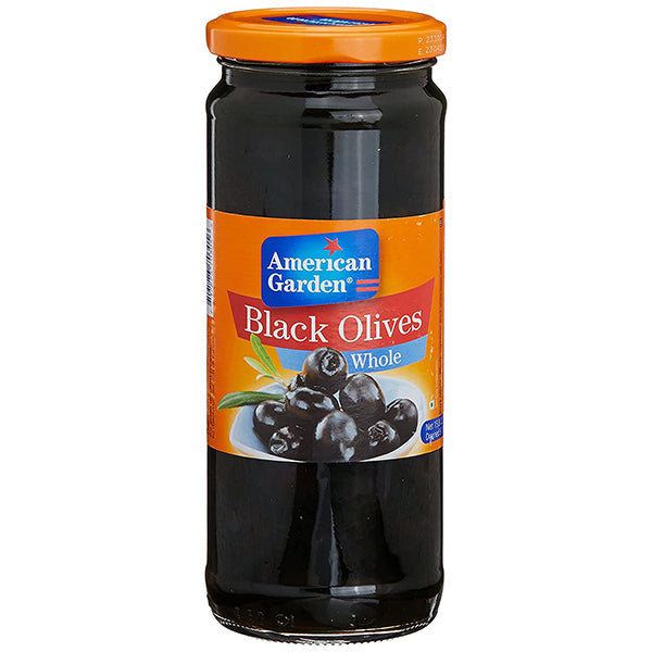 AMERICAN GARDEN BLACK OLIVES PITTED 450G