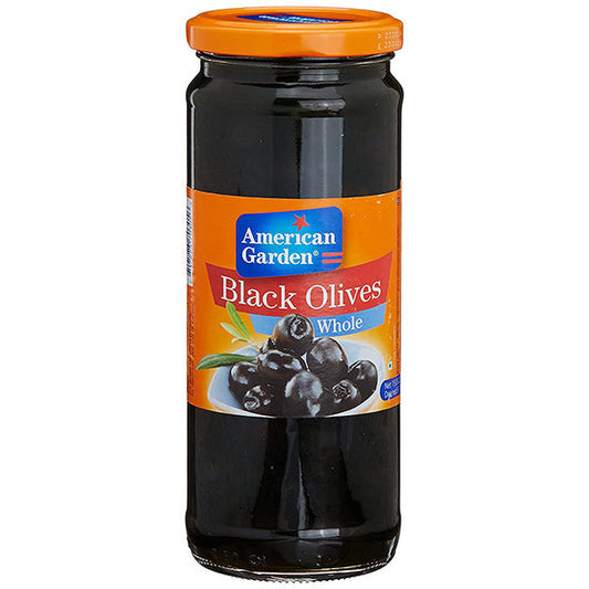 AMERICAN GARDEN BLACK OLIVES PITTED 450G
