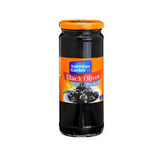 AMERICAN GARDEN BLACK OLIVES WHOLE 450GM