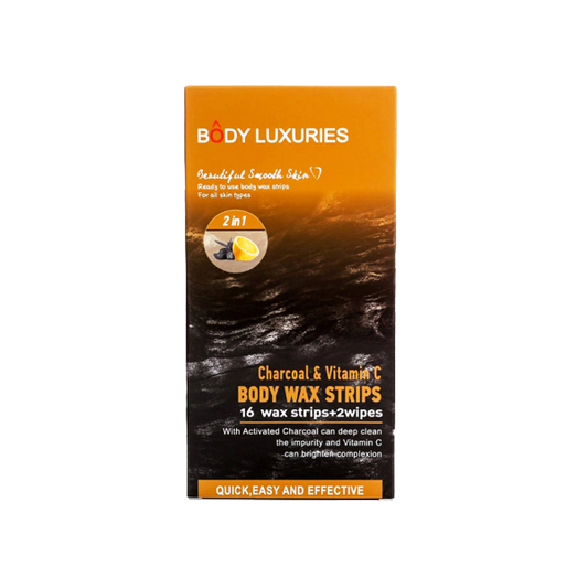 BODY LUXURIES CHARCOAL & VITAMIN CBODY WAX STRIPS 18PC