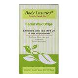 BODY LUXURIES FACIAL WAX STRIPS TEA TREE OIL 18PC
