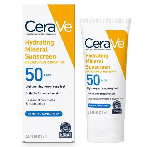 CeraVe Hydrating Mineral Sunscreen SPF50 Face – Mineral Sunscreen SPF50 75ML