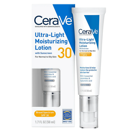 CeraVe Ultra-Light Moisturizing Lotion SPF 30 50ml | Oil-Free Face Moisturizer with Sunscreen