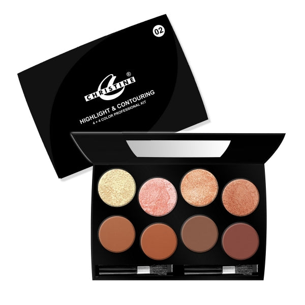 CHRISTINE HIGHLIGHT & CONTOURING 4+4 COLOR KIT