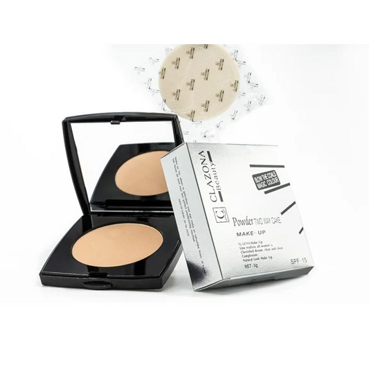 Clazona Beauty Powder Two Way Cake 5g – Dual Use Foundation Compact for Matte Finish