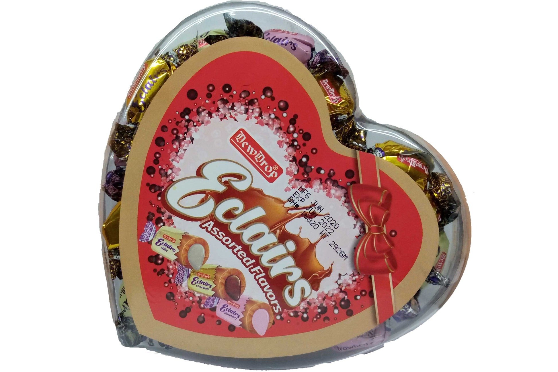 DEWDROP ECLAIR ASSORTED FLAVORS CRYSTAL HEART CANDY 292GM