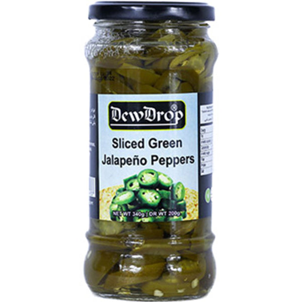 DEWDROP SLICED GREEN JALAPENO PEPPERS 340G