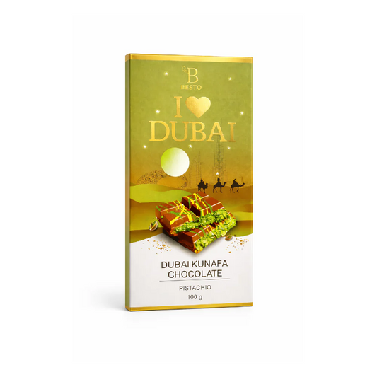 Dubai Kunafa Chocolate Pistachio Bar 100g | Premium Filled Chocolate