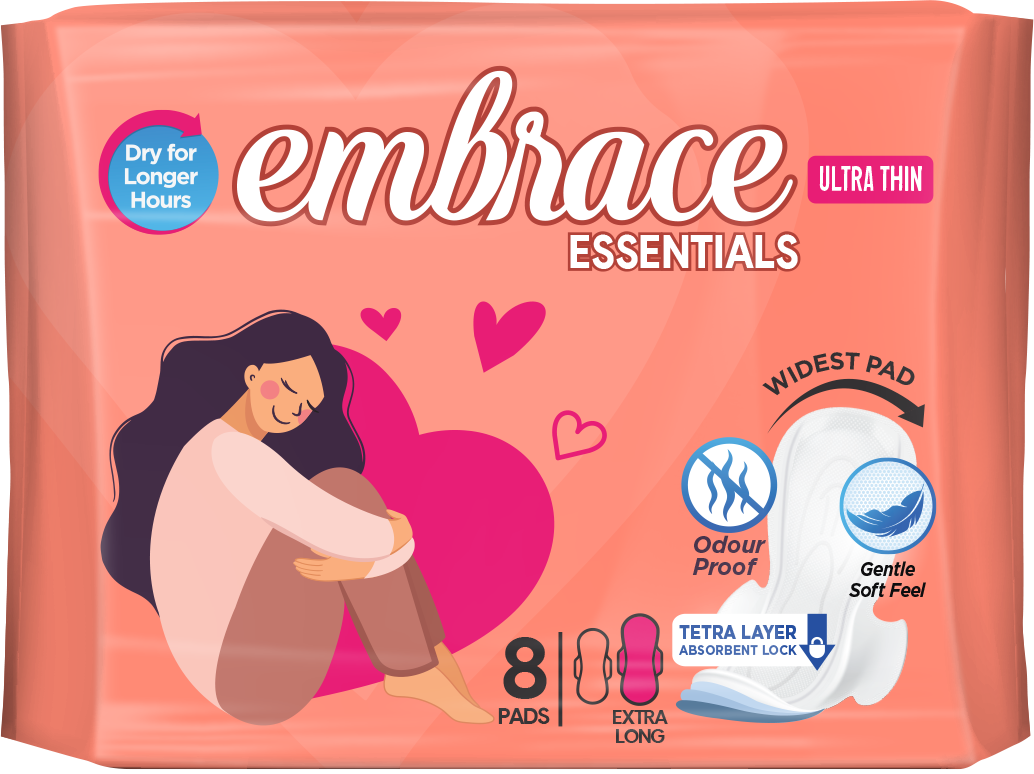 EMBRACE ESSENTIALS ULTRA THIN EXTRA LONG 8 PADS