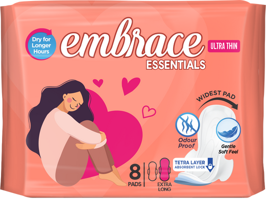 EMBRACE ESSENTIALS ULTRA THIN EXTRA LONG 8 PADS