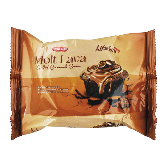 Euro Bake Molten Lava Salted Caramel Cake 50g | Soft Filled Snack Cake