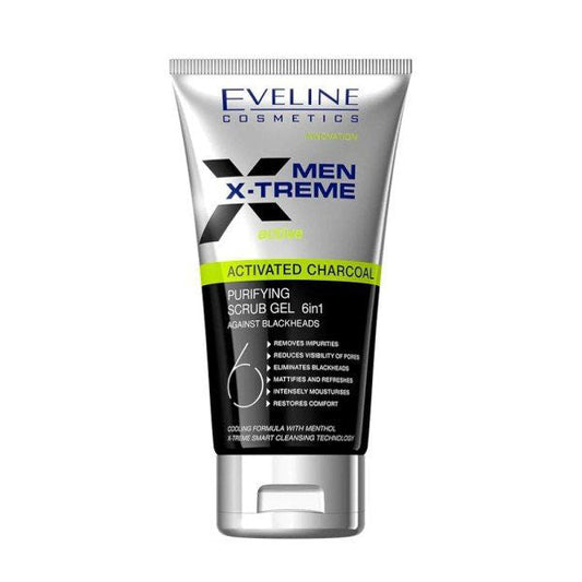 EVELINE MEN X-TREME ACTIVATED CHARCOAL SCRUB GEL 6IN1 150ML