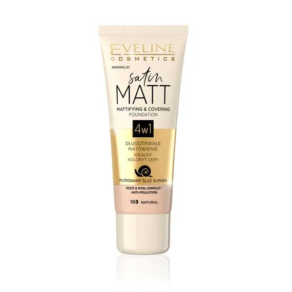 Eveline Satin Matt 4in1 Foundation 30ML – 103 Natural | Smooth Matte Finish
