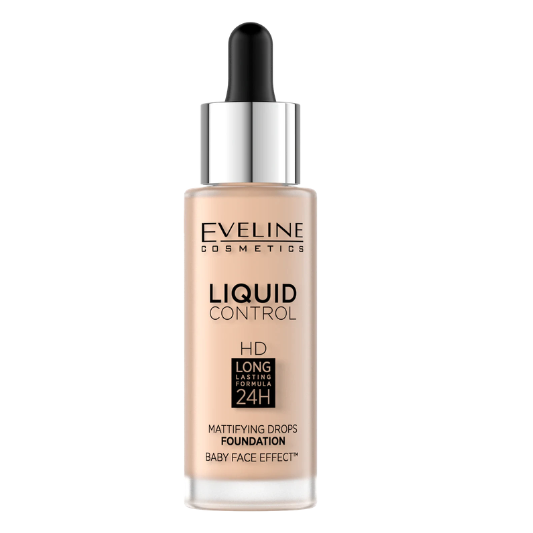 Eveline Liquid Control HD Foundation 24H 32ML – Long-Lasting Matte Finish