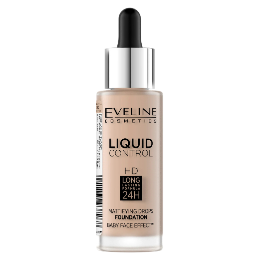 Eveline Liquid Control Foundation 24H 32ML – 030 Sand Beige | Long-Lasting Matte