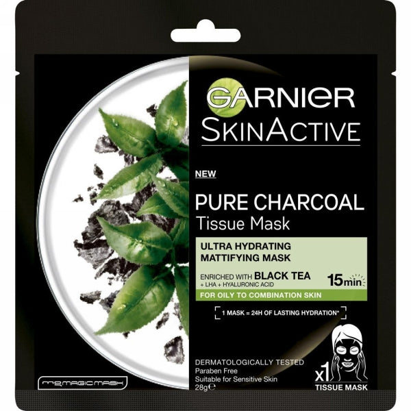GARNIER SKIN ACTIVE PURE CHARCOAL MASK BLACK TEA 32GM