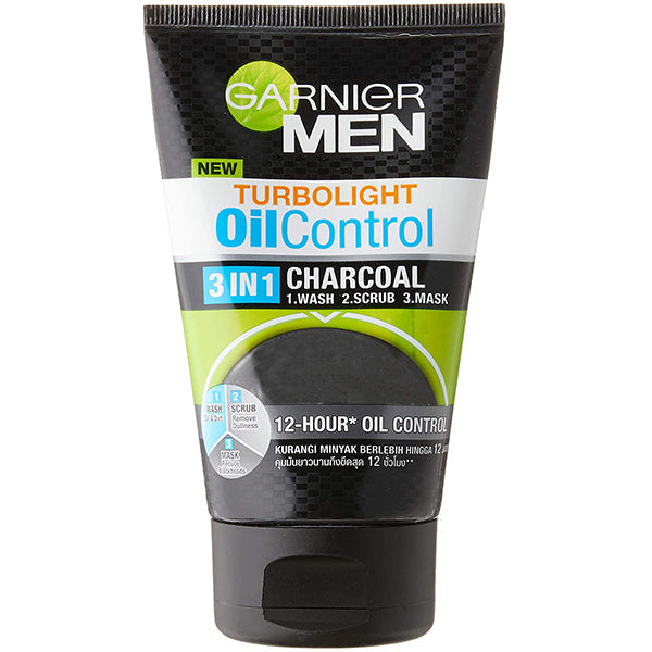 GARNIER TURBO LIGHT 3IN1 CHARCOAL FACE WASH 100ML 