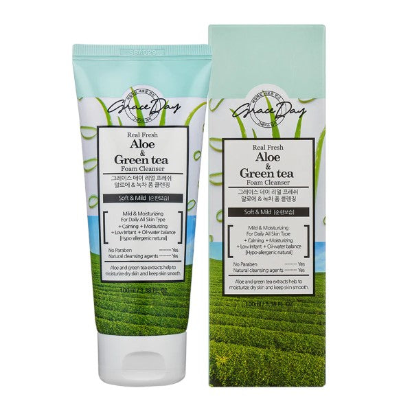 GRACE DAY REAL FRESH ALOE & GREEN TEA FOAM CLENSING 100ML