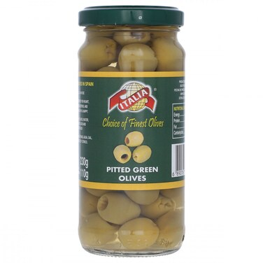 ITALIA PITTED GREEN OLIVES 230G