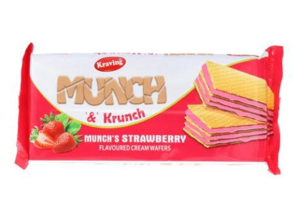 KRAVING MUNCH &amp; KRUNCH STRAWBERRY WAFFERS 150G