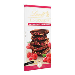 LINDT LEA GRANDES FRAMBOISE & CRANBERRY NOIE 150GM