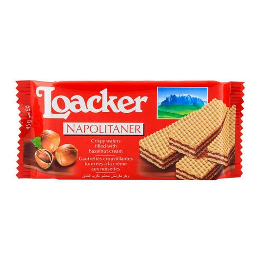 LOACKER NAPOLITANER HAZELNUT WAFER 45GM
