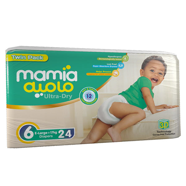 MAMIA TWIN PACK 6 E-LARGE DAIPERS 24PCS