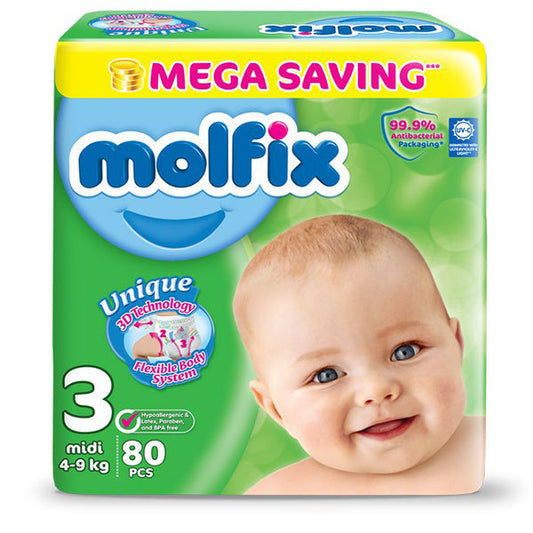 MOLFIX MEGA 3 MIDI 80PCS DIAPERS