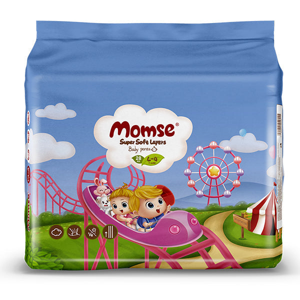 MOMSE BABY PANTS DIAPERS  LARGE L-4 28PCS