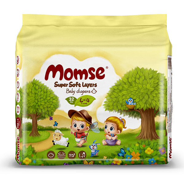 MOMSE DIAPERS MEDIUM M-3 36PCS